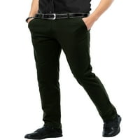 Muški pamučni Chino hlače s ravnim prednjim dijelom, ugrađeni rastezljivi casual Chino hlače za rad, trening trčanja