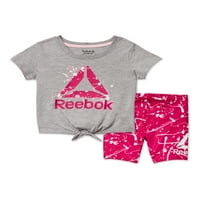 Reebok baby girl & toddler djevojčica aktivna grafička majica i biciklističke kratke odjeće, 2-komad, 12m-5t