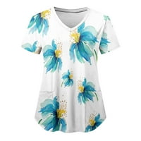 Odjeća ljetna štednja Ženska ljetna bluza s pilingom s cvjetnim uzorkom ombre majica radna uniforma s izrezom u obliku slova u i