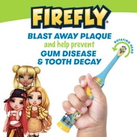 Firefly Clean n 'zaštita, dugačka četkica za zube s antibakterijskim poklopcem karaktera, meke čekinje, ručicu za proklizavanje,