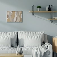 Apstraktni zakrivljeni oblici kućišta _ Smeđa bež neutralno siva uokvirena zidna umjetnost, 20, dizajn Alonso Saunders