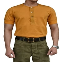 & Muška široka bluza za svakodnevno nošenje, Ležerne majice s okruglim vratom, modna majica s tri gumba