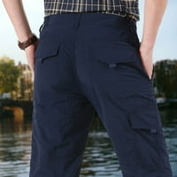 Muške rastezljive teretne hlače širokog kroja, Ležerne ravne hlače za muškarce, Radne hlače s elastičnim strukom u struku s džepovima