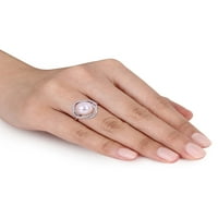 Miabella bijela slatkovodna kultivirana biser i karat T.W. Dijamantni 14KT prsten od bijelog zlata