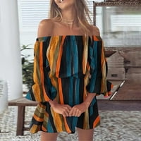 Rasprodaja A-listera Ženske košulje za ljeto modne ženske ljetne seksi Ležerne haljine s otvorenim ramenima s rukavima s ispisom