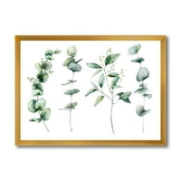 DesignArt 'zeleni eukaliptus biljne grane I' tradicionalni uokvireni umjetnički tisak