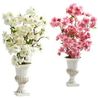20in. Umjetni aranžman cvjeta trešnje u bijeloj urni