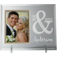 Gospodin i gospođa personalizirani vjenčani stakleni okvir za fotografije