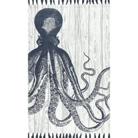 Prostirka s otiskom hobotnice na vrhu prostirke s resicama, 4' 6', slonovača