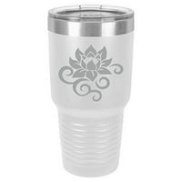 Čaša putna šalica od nehrđajućeg čelika izolirana vakuumom sa svitkom cvijeta lotosa