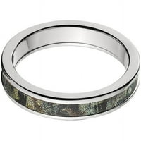Polukružni prsten od titana s kamuflažnim umetkom od prirodnog drveta