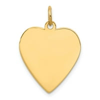 14k čvrsto žuto zlato. Privjesak je šarm u obliku srca s ugraviranim diskom.
