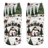 Parovi ženskih čarapa za odrasle s božićnim printom od 3 tisuće, Božićni rođendanski poklon, rastezljive čarape za gležanj otporne