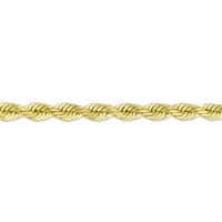 Krupno žuto zlato od 10 karata, velika teška ručno izrađena ogrlica s dijamantnim rezom na lancu užeta od 22 - sa sigurnim zatvaranjem