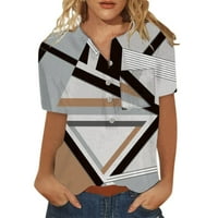 Ženske modne jesenske majice s rukavima srednje duljine s printom ženske casual tunike s okruglim vratom u kontrastnoj boji bluze
