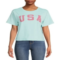 Social Edition ženski junior u SAD -u obrezana grafička majica s kratkim rukavima