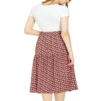 Jedinstvene ponude ženske vintage a-line elastične točkice cvjetne midi suknje
