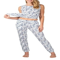 Pidžama Henley Tank Top i Jogger Set Super Soft Boho cvjetni poliesterska mješavina pidžama set žena