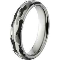 Polukružni titanski prsten s crno-bijelim maskirnim laserskim uzorkom