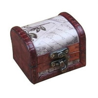 Metalna brava u retro stilu s tiskom, Drvena kutija za pohranu nakita za kupnju