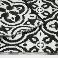 Osnove crno-bijelog marokanskog plastičnog reverzibilnog vanjskog tepiha veličine 5 97 inča