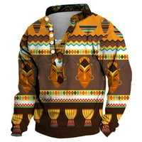 Muška odjeća Retro majice s etničkim printom Henleigh košulje na kopčanje pulover dugih rukava bluza džemper casual vrhovi