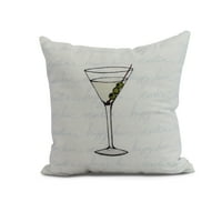 Jednostavno Daisy, 16 16 Martini Glass Text Fade Geometric Print Outdoor Pillow, blijedo plava