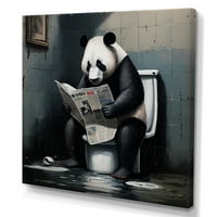 DesignArt Panda na toaletu za čitanje vijesti platno zidna umjetnost
