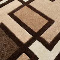 Dobro tkani rubin mašta kvadrati moderni suvremeni krem ​​geometrijski blokovi 5'3 okrugli tepih prostirka
