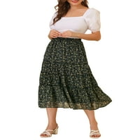 Jedinstvene ponude ženskog cvjetnog elastičnog struka šifona složena A-line maxi suknja