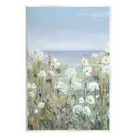 Stupell Industries proljetna tratinčica cvijeće cvjetovi plaža na plaži Ocean Pogled slika Umjetnost Umjetnička umjetnost, dizajn