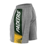 Zubaz NFL Football Muški zeleni Bay Packers sive svemirske boje kratke hlače