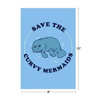 Spasite bujne sirene morska krava smiješna slika za ispis na građevinskom papiru 8,12