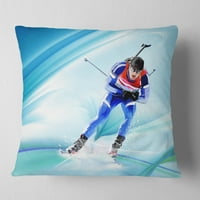 DesignArt Extreme Muški skijaš - jastuk za bacanje portreta - 16x16